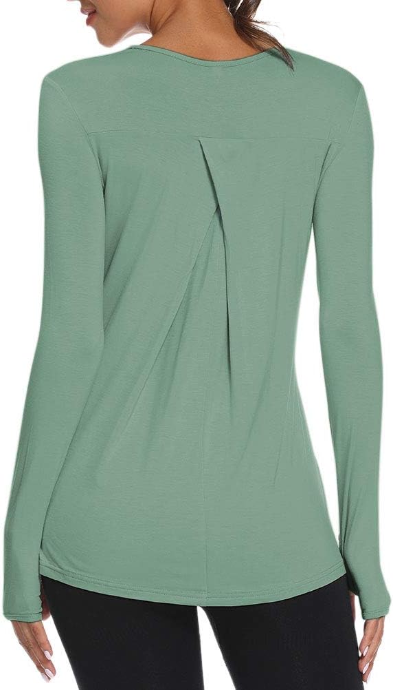 Mippo Womens Soft Long Sleeve Workout Athletic Shirts Long Tunic Tops with Thumb Holes - Image 5