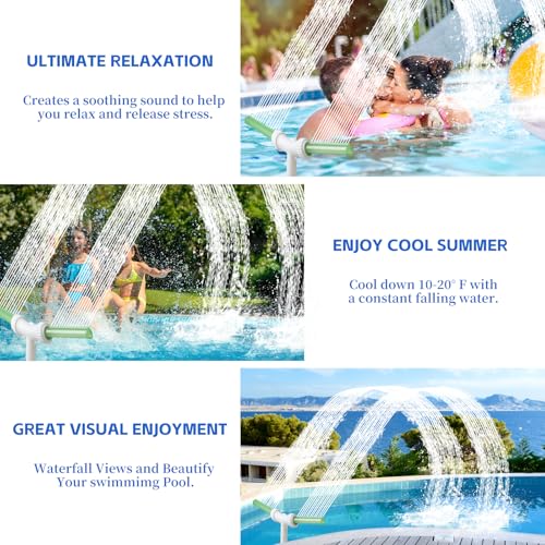 LALAGO Wasserbrunnen Dual Spray Einstellbarer Pool Wasserfall Brunnen mit Adapter Belüfter, Doppelte Sprühwasserbrunnen, Pool Zubehör für Spa Kühles Warmes Wasser Temperaturen (Grüner Fluoreszenz)