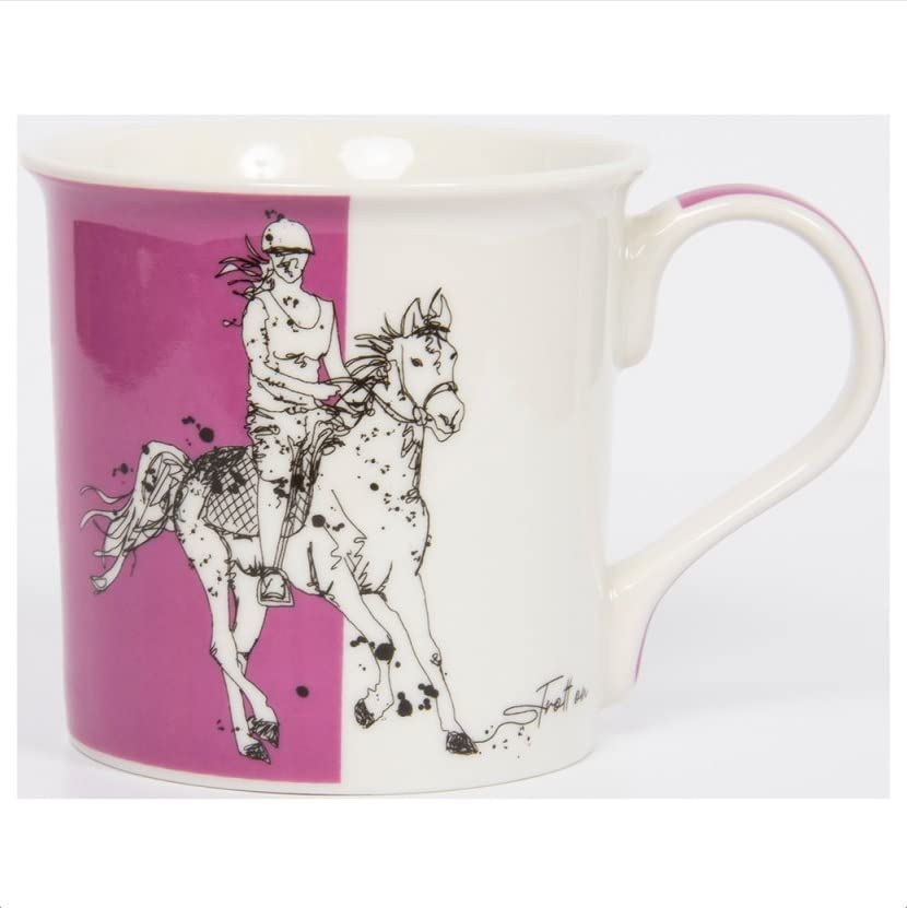The Leonardo Collection LP49497 Unravelled Sports - Horse Riding Mug, Fine China, Boxed, Pink