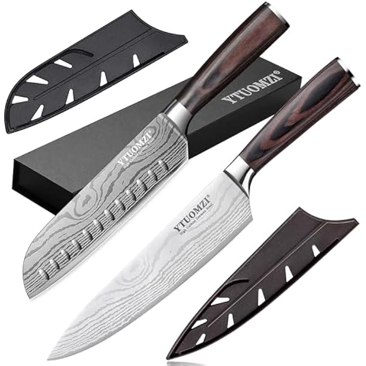 8 Chef's Knife with Sheath and 7-inch Santoku Knife with Sheath