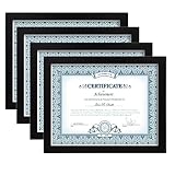 Egofine 8.5x11 Picture Frames Solid Wood Document Frames Black Covered by Plexiglass - for Table Top