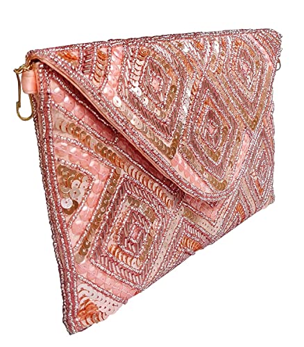 Image of DUCHESS Women's Hand Embroidered Envelope Clutch -Bridal Ethnic Traditional Casual Purse /Clutch /Handbag (23 L x 2.5 W x 13H cm)