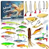 Calendrier de l'Avent de Pêche 2026 Homme Calendrier de Noël Leurres de Pêche 24 Jours Cadeau de Pêche Cadeau Surprise de Noël pour Adultes Adolescents Enfants Père Ami