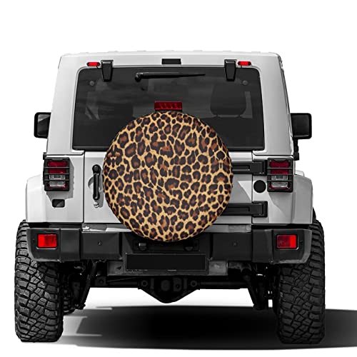 Image of Leopard Print Spare Tire Cover Dust-Proof Wheel Tire Cover Fit Trailer, RV, SUV and Many Vehicle 17 Inch
