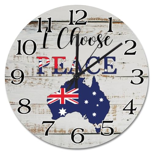 Horloge murale vintage en bois Australie de 38cm à pile