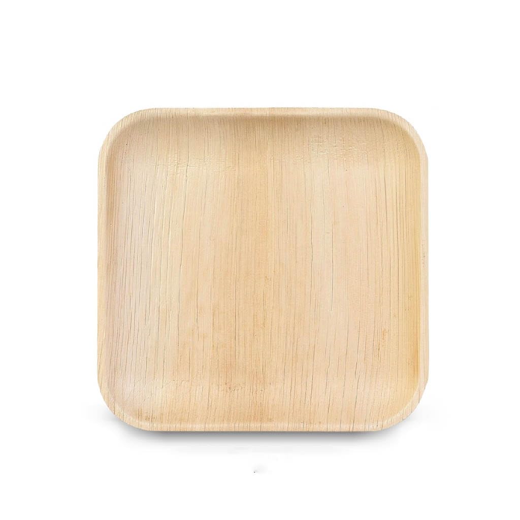 25pc 9.5" Biodegradable Square Areca Palm Leaf Plates
