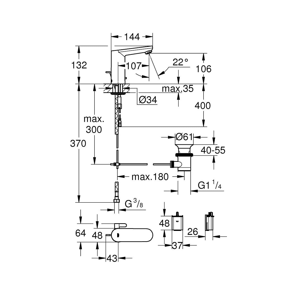 GROHE Eurosmart CE - Infrarot-Elektronik (wassersparend, Rückflussverhinderer, Schnell-Montage-System), chrom, 36331001