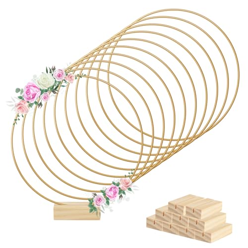 Cerceau floral en métal avec support bois stable pour centre de table - 2