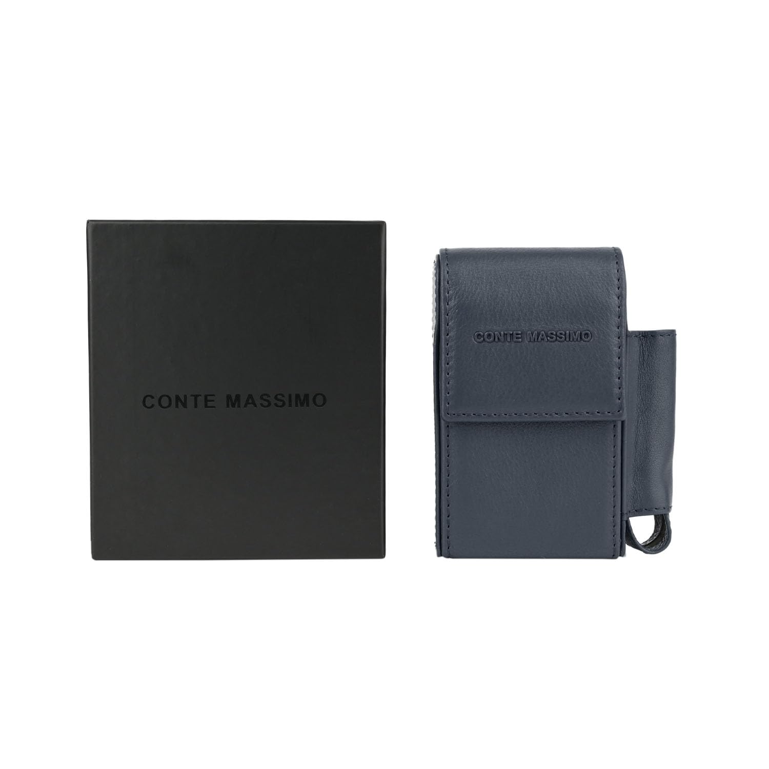 Étui à Cigarettes Cuir Véritable avec Porte-Briquet - Pochette Protection Paquet Homme Femme