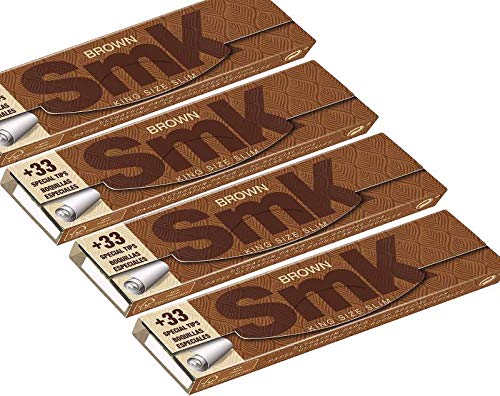 TOLERAR SMK Brown Pack of 4 Rolling Papers King Size with Roaches