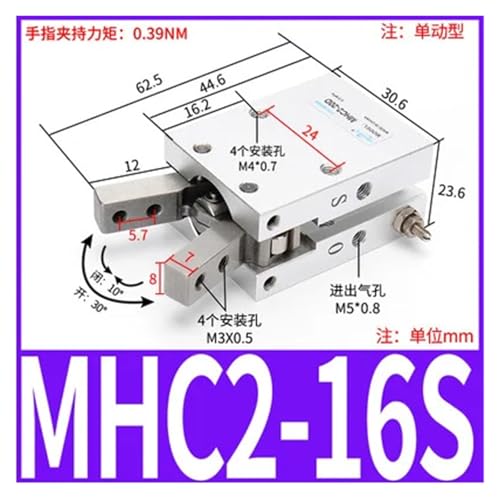 Pinza de aire angular MHC2-16S y cilindros neumáticos para robots de montaje 2