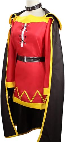 Miniatura 6 de Smehei Disfraz de cosplay de Megumin Konosuba, traje de megumin, vestido rojo, uniforme completo con sombrero para mujer