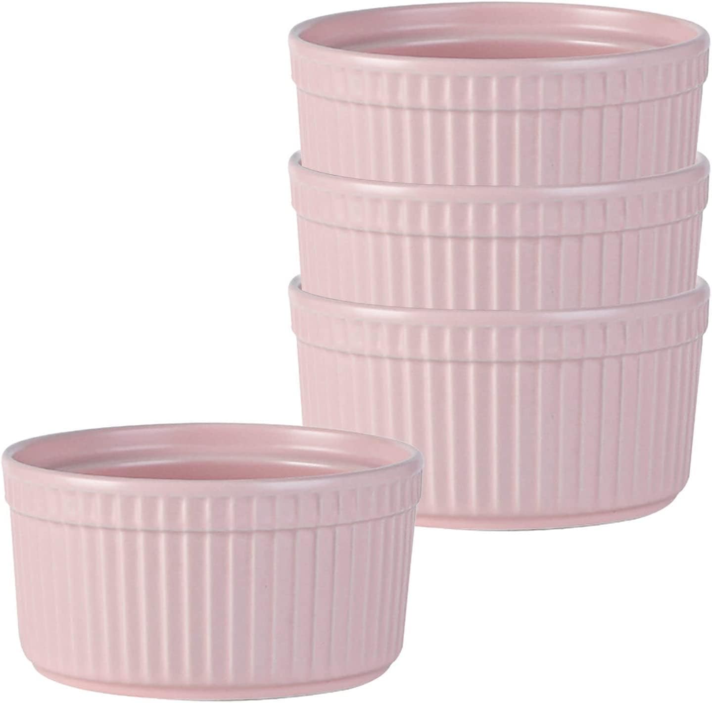 Bol à soupe, bol à riz, bol à déjeuner, ensemble de ramequins, 120 ml, ramequins à crème brûlée, plats à soufflé allant au four, ramequins à soufflé, ramequins for friteuse à air-rose-lot de 2 ( Color