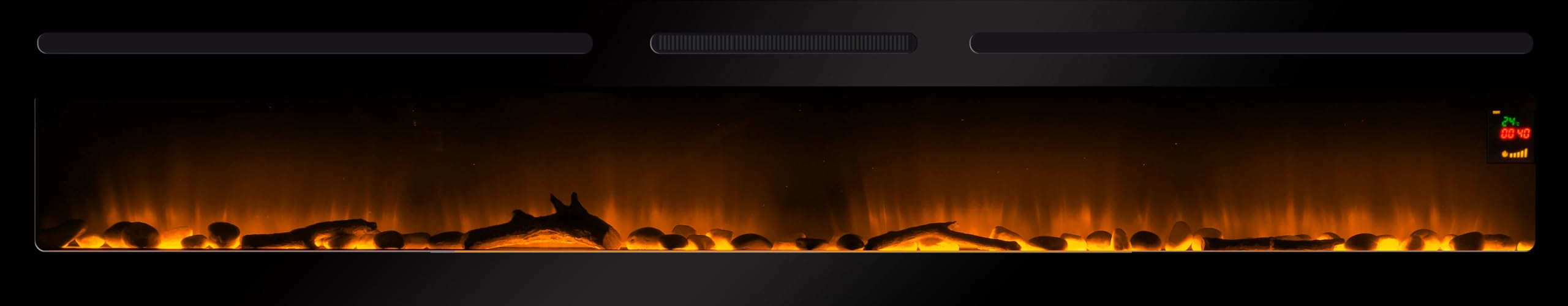 Chemin’Arte Cheminée Électrique Encastrable Effet Flammes LEDs Élysée Infinity 228 cm - Conçue en France - Chauffage 2000W Thermostat électronique - Garantie 2 Ans