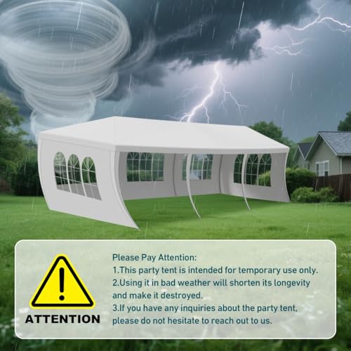 Image of 10' x 30' White Canopy Tent with 5 Removable Sidewalls, Outdoor Patio Gazebo with Transparent Windows, Shade Shelter Tents Ideal for Birthdays, Events, Parties, Weddings, Gatherings, BBQ