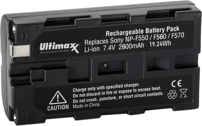 Miniatura 2 de Ultimaxx Paquete de 2 baterías F570 compatibles con Sony F550F560F570 y cargador rápido para Sony DCR-SD1000 DCR-SR40 DCR-TRV900 DCR-VX2000
