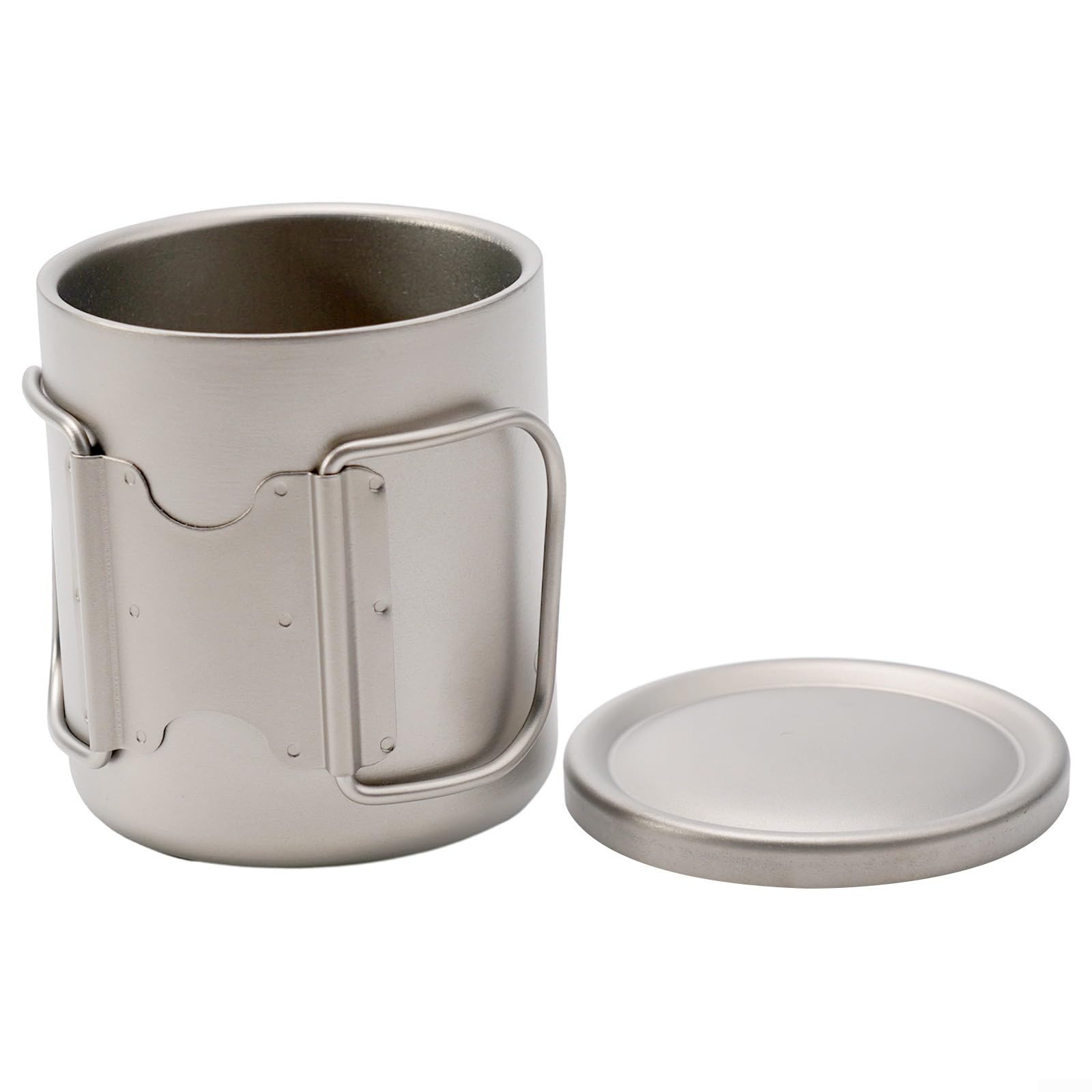 Kubek podróżny ze stali nierdzewnej z podwójną ścianką z pokrywką, izolowany kubek do kawy na kemping, wędrówki, metalowy kubek 450 ml (450 ml bez uchwytów)
