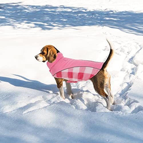 Dog Warm Winter Coat Reversible Cold Weather Jacket For Small Medium Large Dog, Cozy Waterproof Windproof Puppy Plaid Vest, Adjustable Reflective High Collar Dog Outdoor Thick Fleece Clothes Pink M #TOP4