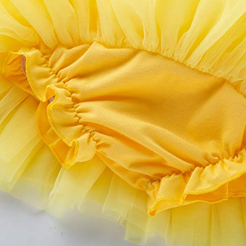 Anbaby Baby Girls Soft Tutu Skirt Toddler Ruffled Pants Diaper Cover Yellow 6-12M