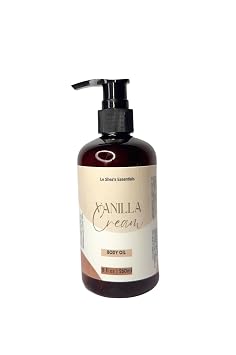 LE SHEA Vanilla Cream Body Oil Scented Body Oil, Lightweight Fragrant Skin Moisturizer for Cuticle After Bath Shower Massage Daily Wear w Safflower & Apricot Oil for Dry Skin & Hands 8 oz
