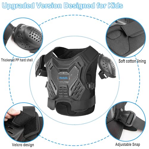 DBaoXiaoMu Kids Motocross Armor Vest, Back Spine Chest Protector for Children Teen, Motorcycle Body Protection for Dirt Bike,MTB,Skateboard,ATV (Black)