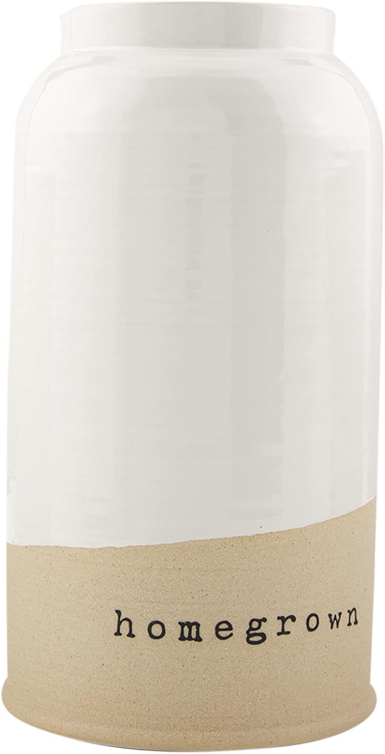 Mud Pie Farm Stoneware Vase, Homegrown, 11.5" x 6.25"