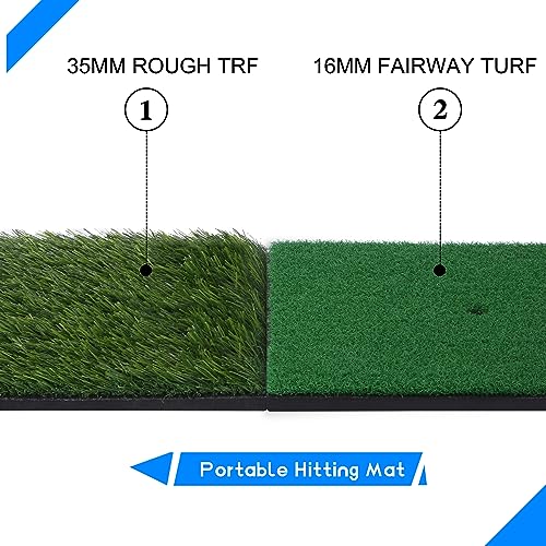 Durarange Pop-Up Golf Chipping Net Blue With Dual Turf Hitting Mat And Flexible Rubber Tee, 6 Driving Range Golf Balls, 6 Foam Balls, Chip Swing Training Aids, Indoor | Outdoor #TOP3