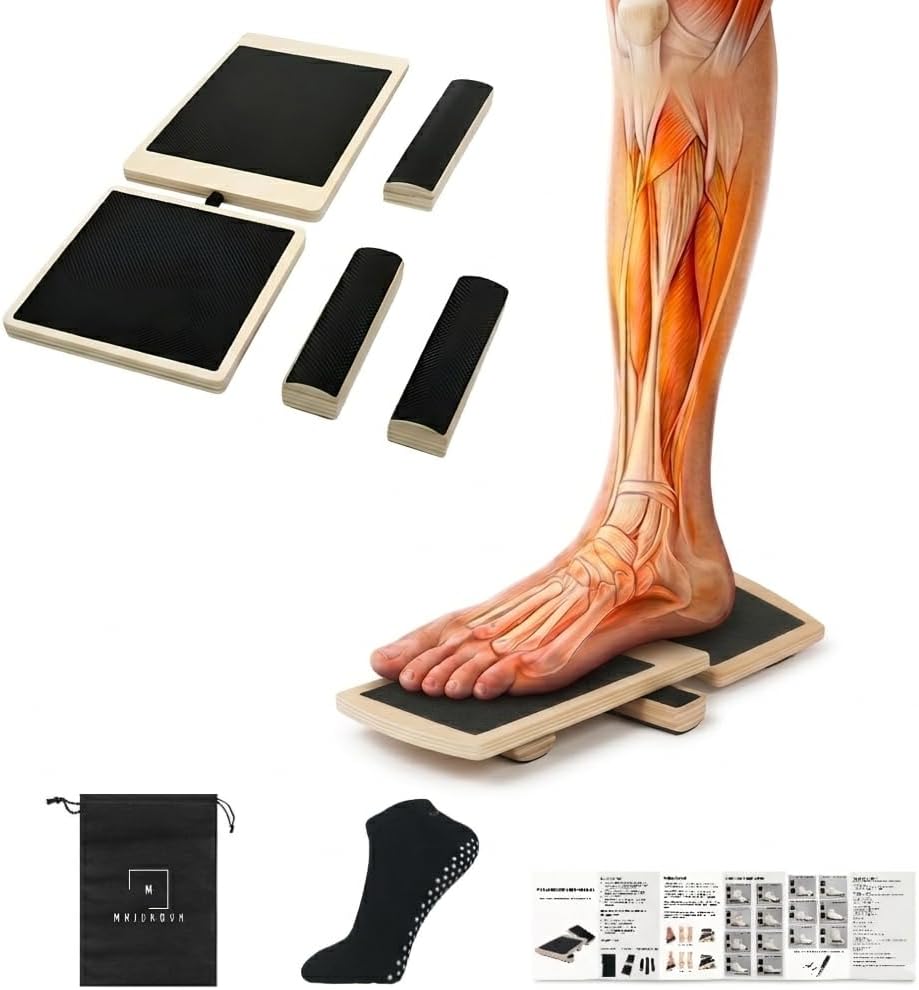 Ankle Balance Board for Stability & Strength – Foot & Ankle Trainer for Plantar Fasciitis Support, Sprained Ankle Recovery, Physical Therapy Equipment Kit with Exercise Book, Grip Sock & Carry Bag