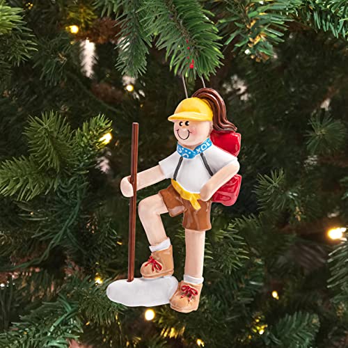 Uniqxmas Personalized Hiker Girl Christmas Ornament 2023 | Hiking Woman Figurine For Xmas Tree | Unique Outdoor Activity Nature Hike Trekking Mountain Camping Lover Keepsake Gift | Custom Name & Year #TOP4