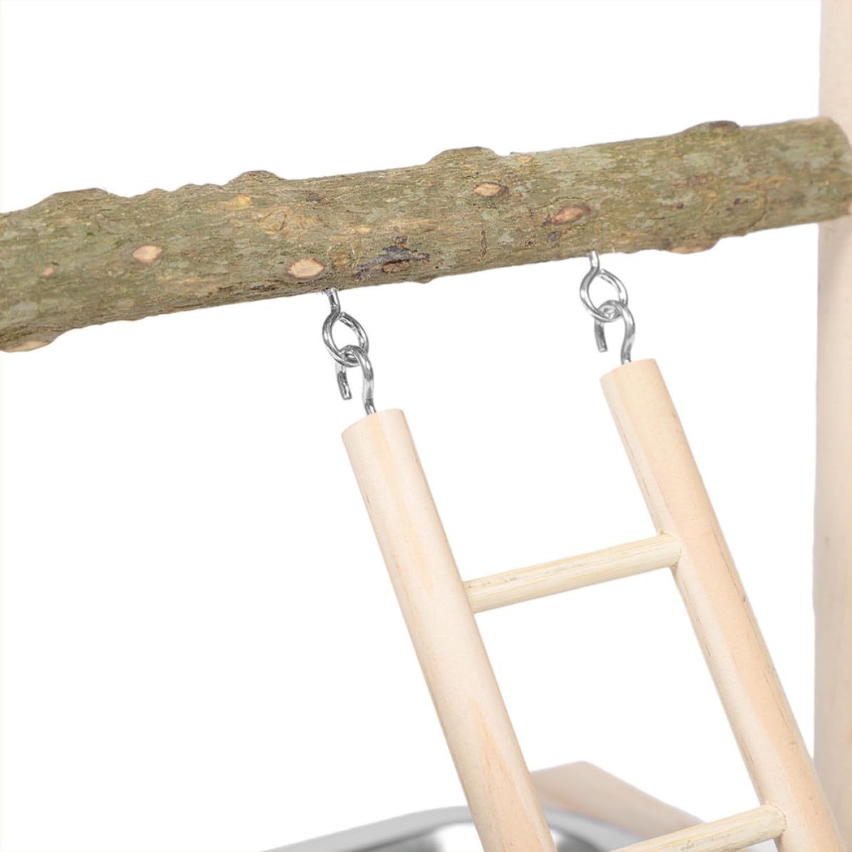 Parco Giochi per Calopsitte con Trespolo in Legno di Fiore di Pepe, Supporto da Pavimento Stabile con Piattaforma Interattiva e Mangiatoia Integrata per Uccelli in Gabbia,