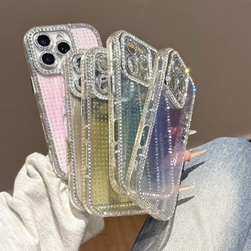Coque antichoc iPhone 13 strass avec protection d'objectif luxe bleu