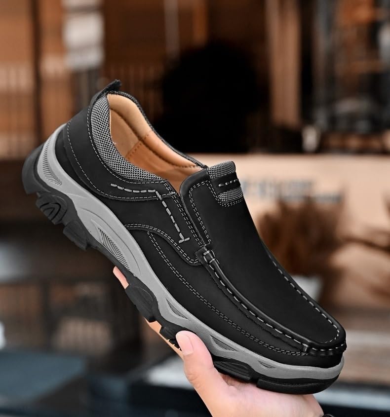 Men's Orthopedic Walking Shoes Genuine Leather Slip On Loafers Arch Support Lightweight Comfortable Casual Sneakers2