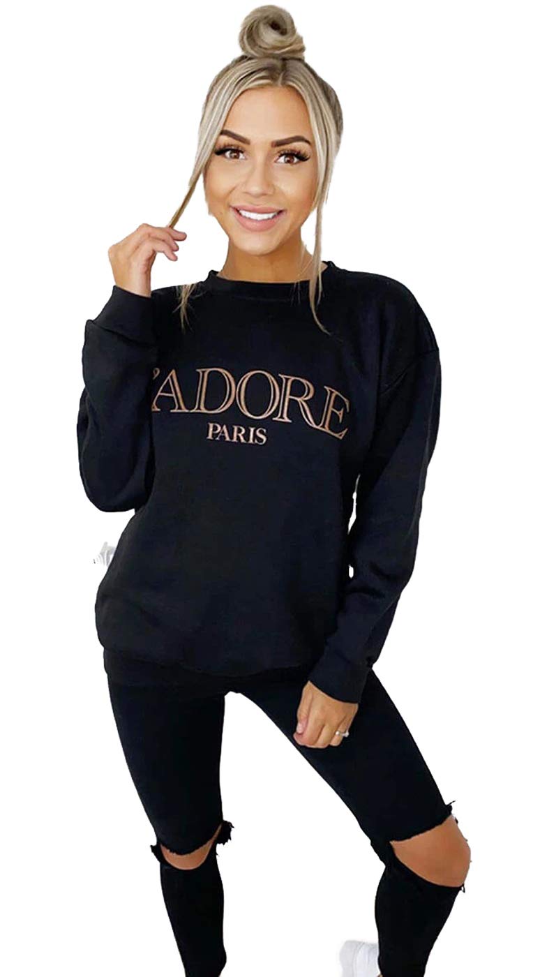 Urban Fashion Women Paris Slogan Ala Mode Print Sweatshirt Ladies