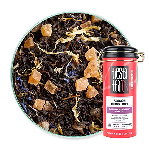 Tiesta Tea - Passion Berry Jolt, Loose Leaf Raspberry Passion Fruit Black Tea, High Caffeine, Hot & Iced Tea, 4 oz Tin - 50 Cups, Natural, Flavored, Black Tea Loose Leaf