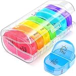 AUVON Organisateur de pilules 2 Times a Day, Cas de pilule de voyage, Boîte à pilules Protable avec 7 Conteneur de poche quotidien pour contenir de la vitamine, de la médecine, des médicaments et des suppléments