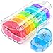 Price comparison product image AUVON Pill Box Organiser, Travel Pill Boxes 7 Day 2 Times A Day with 7 Colorful Attachable Tablet Organiser for Medicine, Medication, Vitamin, Supplement and Fish Oil