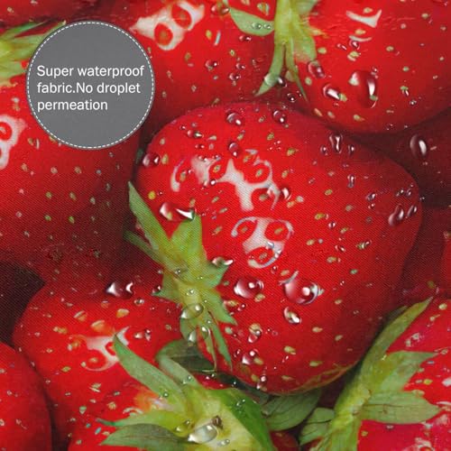 Rideau de douche en polyester à imprimé fraises rouges 183x183 cm avec 12 oeillets