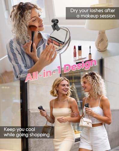Image of Portable Clip-On Mini Fan, Hands-Free, Turbo Personal Handheld Fans Rechargeable w / 4 Wind & LED Display, Pocket Size Summer Essentials for Travel /EyeLash /Beach /Concert, Gifts for Women Men(Black)