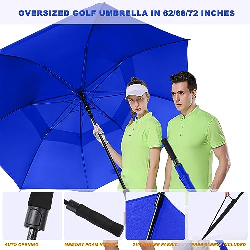 Golf-Umbrella-626872-Inch-Extra-Large-Oversize-Double-Canopy-Vented-Windproof-Waterproof-Umbrella-Automatic-Open-Golf-Umbrella-for-Men-and-Women-and-Family62-inchRoyal-Blue