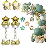 AOMGD Balloon Column Kit Set of 2 and 2 LED Light Up Balloon Stands 3 Modes Flashing,with 5m Balloon