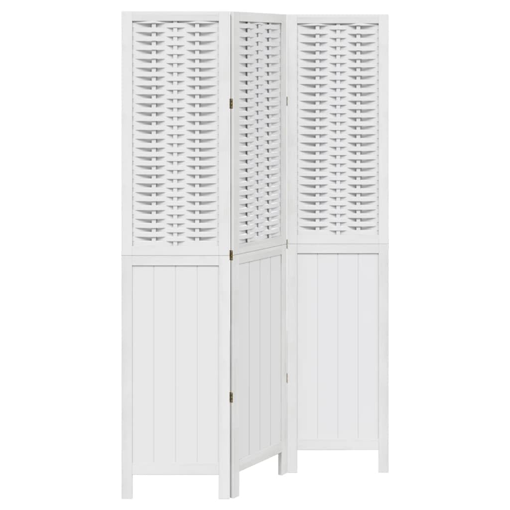 vidaXL Room Divider, Privacy Screen for Indoor Home Bedroom Living Room, Screen Privacy Panel with 3 Panels, White Solid Wood Paulownia