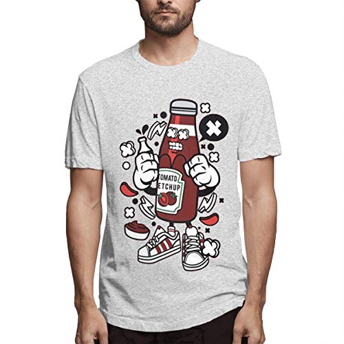 RCY-T Cool Dress Ketchup Men's Divertido gr�fico de Manga Corta Impresa Camiseta Personalizada