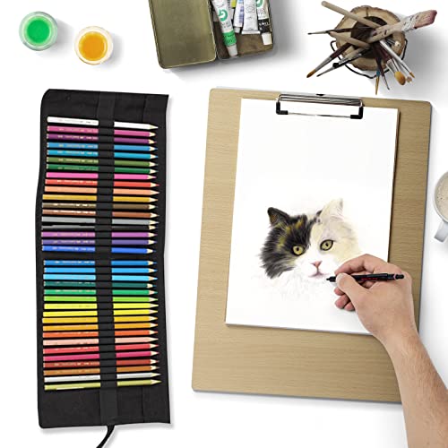 N\\A Na 36+108 Slots Handmade Canvas Pencil Wrap, 2 Pack Black Sketching Travel Roll Up Pencil Holder Case For Colored Pencils thumb #2