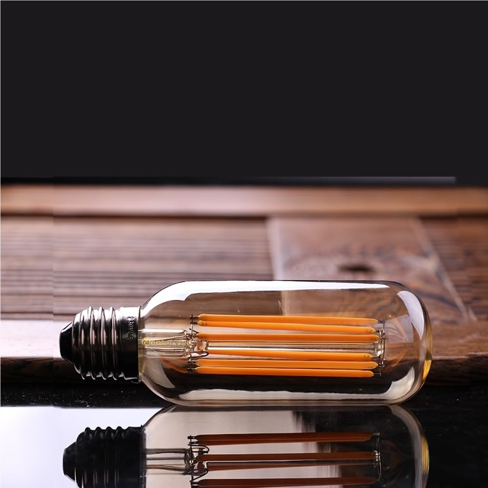 HHF Illuminazione Domestica, Confezione da 6/10, Lampadina LED a Tubo Lungo AC220V T45 6W E27 Lampada Tubolare a filamento dimmerabile Lampadario Illuminazione a Sospensione(T45LG 6PCS)