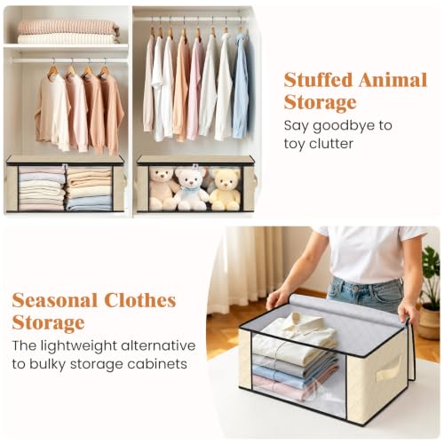 Image of Fab totes 35L Closet Organizers and Storage, Foldable Under Bed Storage Containers, Storage bags for Organizing Bedroom, Closet, Clothing,Organization with Handle (6 Pack,Beige)