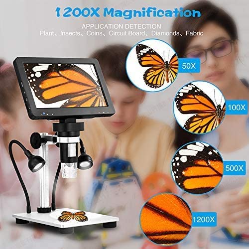 Image of Microware -1200X G1200 Electronic Video Microscope 7inch HD LCD Display 12MP Magnifier PCB BGA SMT Soldering Digital Microscope US Version