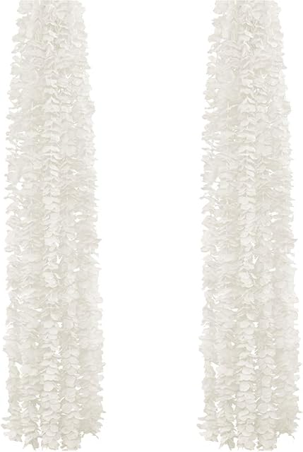KingYH 10 Pack 100cm Artificial Flowers Garlands Silk Hydrangea Hanging Garlands Vine for Wedding Backdrop Flower Wall Decoration Home Photo Booth Garden Hawaii Party Decorations Necklace-White