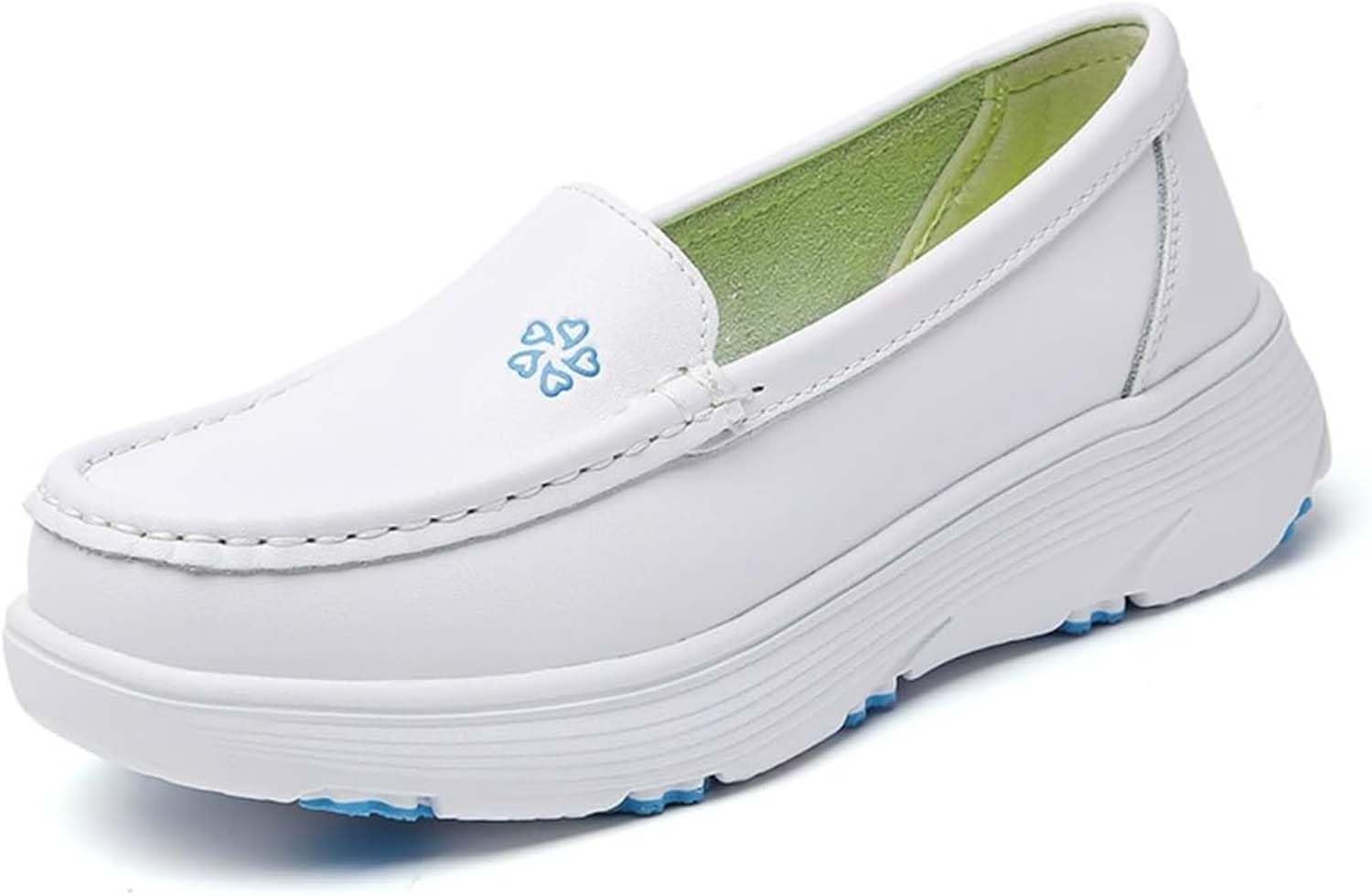 Zapatos de enfermería para mujer, zapatos de trabajo antideslizantes para servicio de alimentos, con patrón de corazón