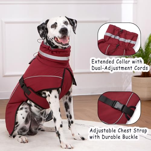 Axcimond Mantel Hund Wasserdicht Winter Hundemantel Warm Wasserdicht Hundejacke Fleece Hundepullover Hundemantel mit Fellkragen Reflektierend Winterjacke für Kleine Mittlere Große Hunde Regenmantel