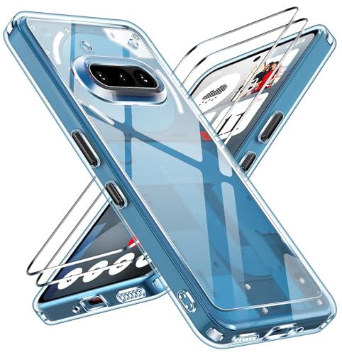 ivoler Anti-Amarillo Clara Funda para Nothing Phone 3a con 2 Piezas Cristal Templado, [Protección Militar] Carcasa Protectora Antigolpes Transparente Anti-Choques Bumper Case